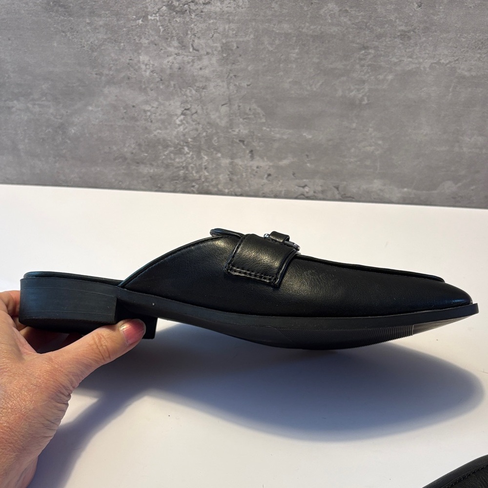 torrid size 9.5 Black Faux Leather Slip-On Mules with Silver Hardware NWT - Picture 7 of 9